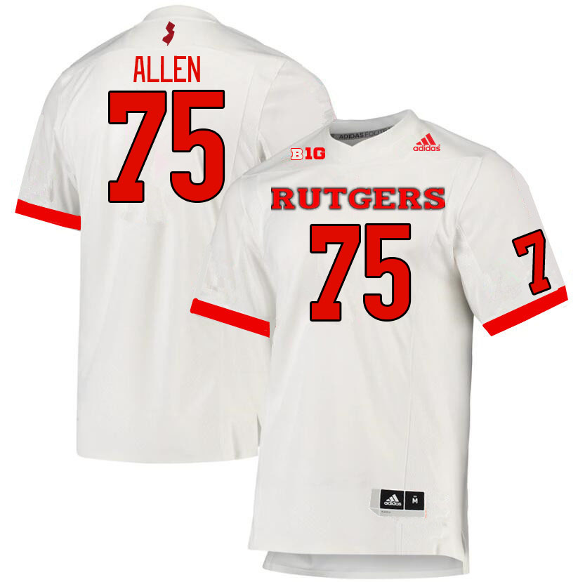 Men #75 Jacob Allen Rutgers Scarlet Knights College Football Jerseys Stitched Sale-White - Click Image to Close